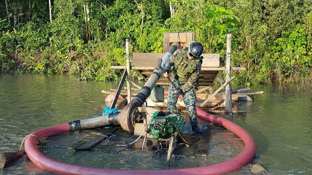 Interdicción contra minería ilegal en el sector conocido como “panterita” en el río malinowski