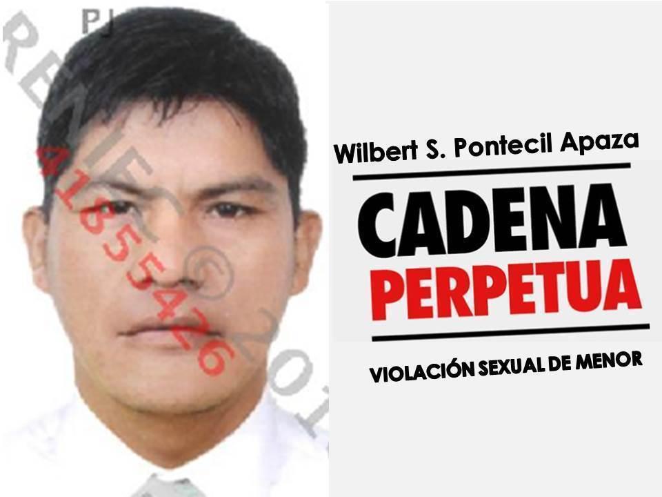 Máxima pena a Wilbert Sebastiano Pontecil Apaza. Fuente: Corte Superior de Justicia de Madre de Dios.