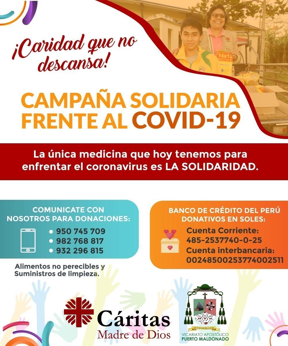 Cáritas Madre de Dios realiza campaña solidaria ante emergencia de coronavirus