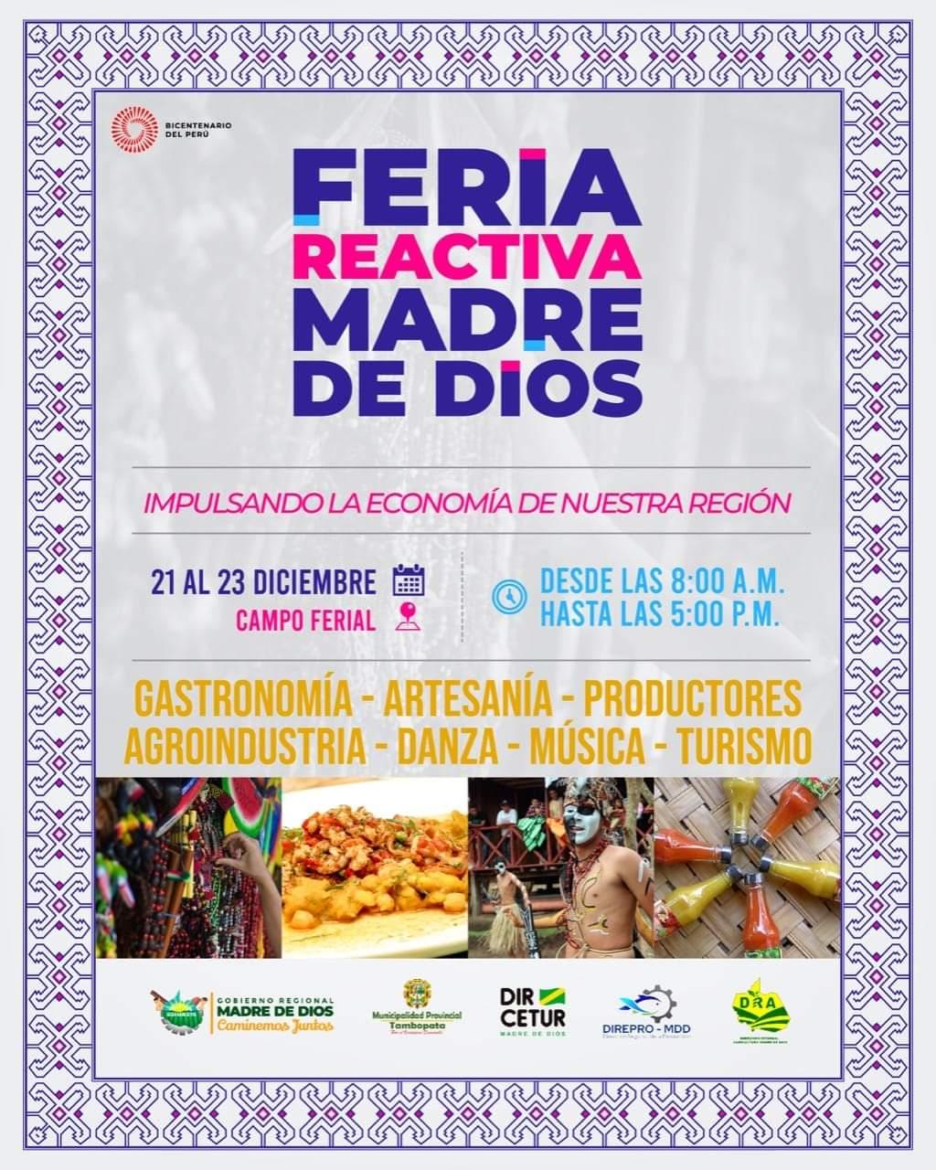 Organizarán feria reactiva Madre de Dios con la participación de pequeñas y medianas empresas