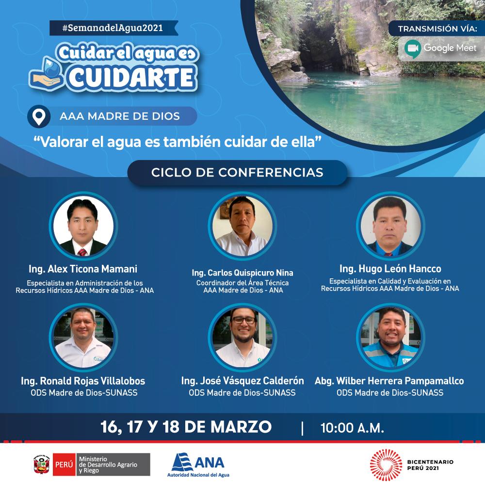 Autoridad Nacional del Agua organiza actividades en el marco de la semana del agua 2021