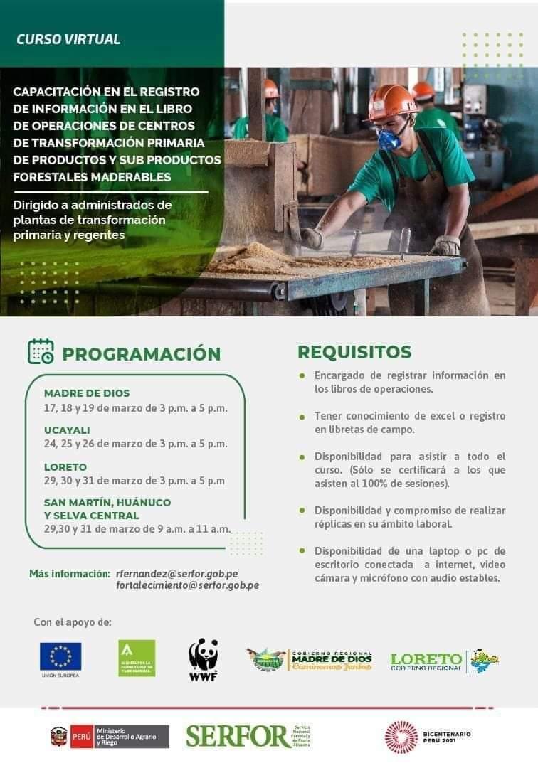 Serfor capacita a usuarios sobre registro de información en la transformación primaria