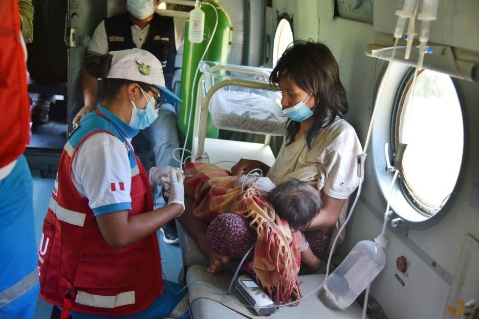 Imagen del traslado en helicóptero. Foto: Goremad