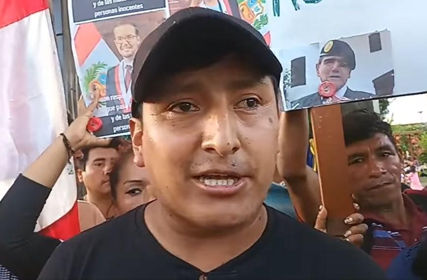 Elvis Vilca, durante la conferencia de prensa. Imagen: Radio Madre de Dios